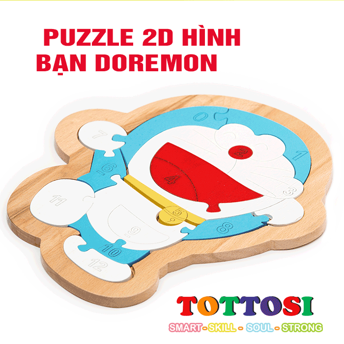 Đồ chơi trẻ em puzzle 2D Doremon bằng gỗ rất an toàn cho bé 3+