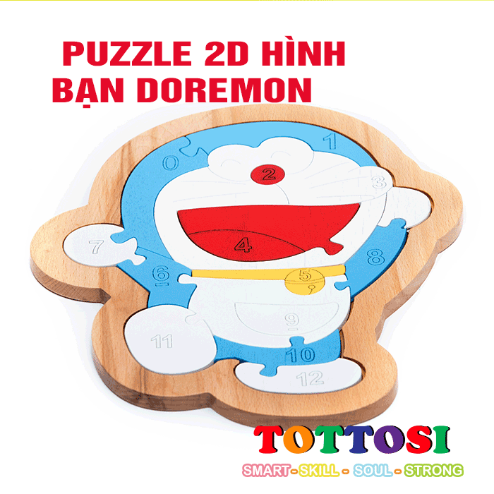 Đồ chơi trẻ em puzzle 2D Doremon bằng gỗ rất an toàn cho bé 3+