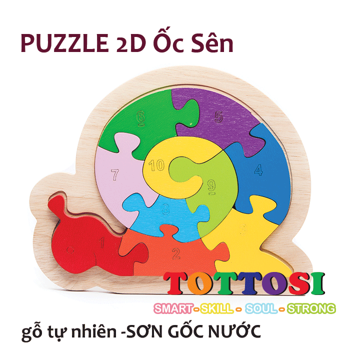 Đồ chơi trẻ em puzzle 2D Ốc sên bằng gỗ rất an toàn cho bé 3+