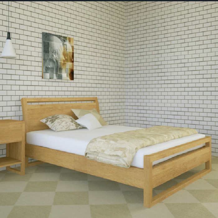 Giường đôi BED01 bằng gỗ ASH và veneer ASH  phong cách hiện đại